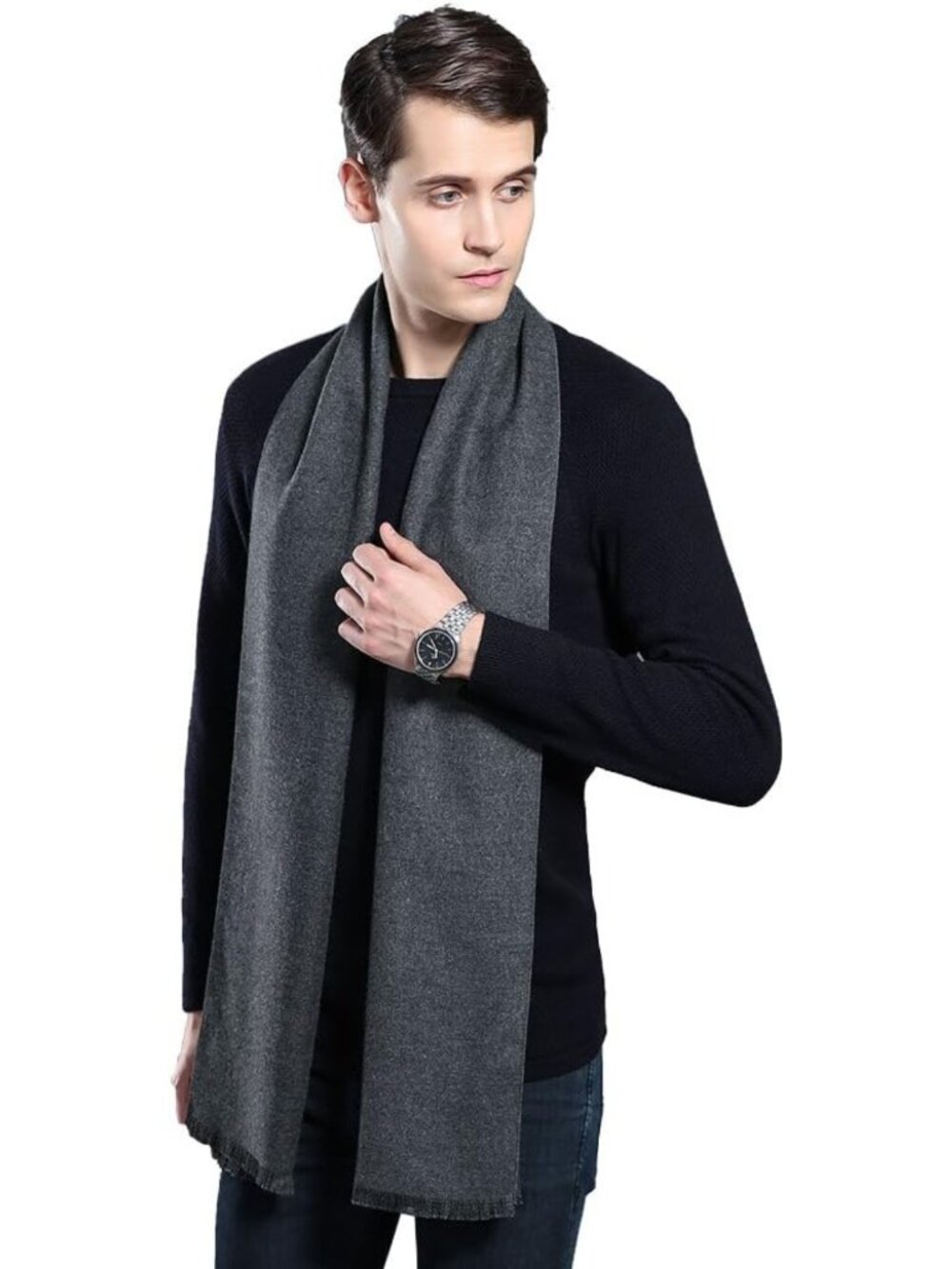 Men's Winter Soft Long Scarf - Warm Fashionable Classic Accessory for Formal